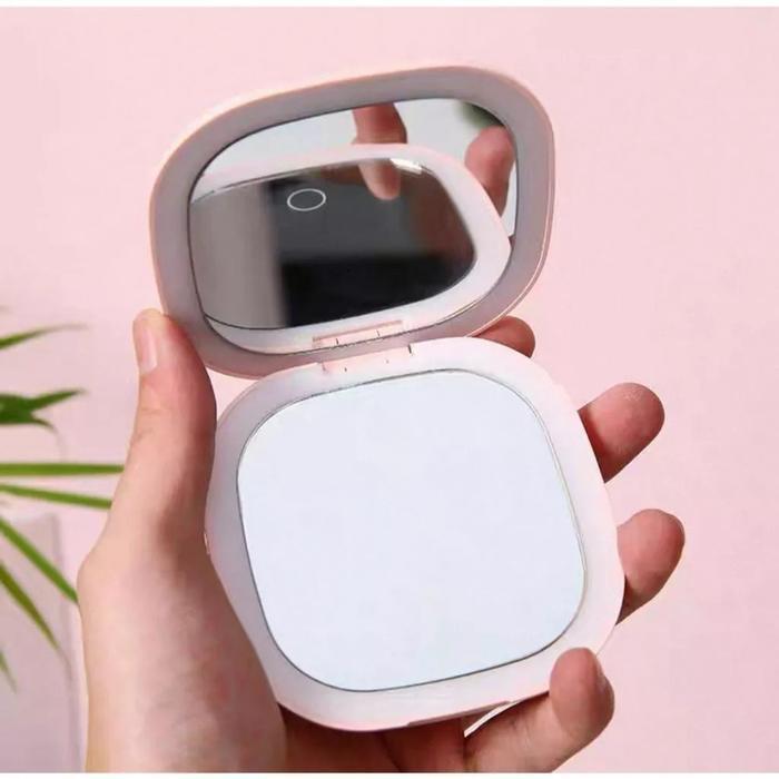 cermin Rias Lipat Dengan Lampu LED + Kaca Pembesar Mirror Make Up LED / cermin LED Lipat cermin Rias