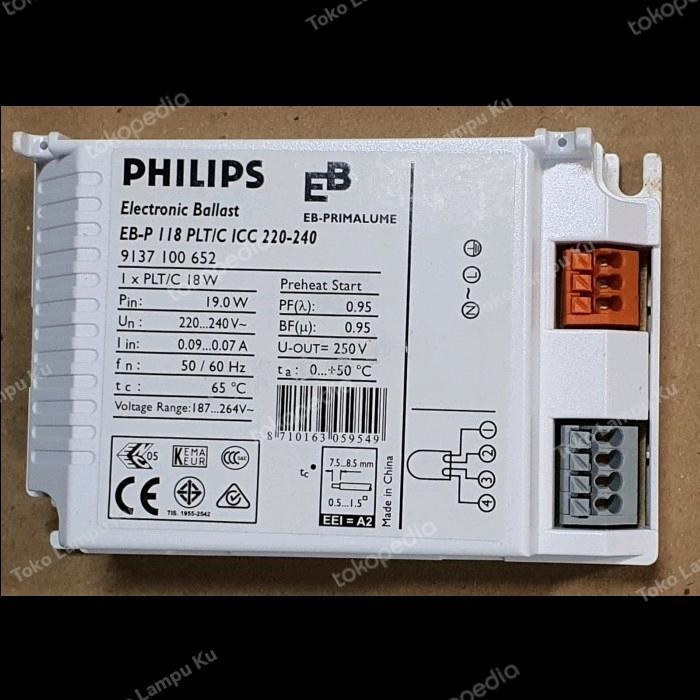 Aadaa Ballast Electronic Philips 1X18W Eb-P Untuk Plc 18W 4Pin