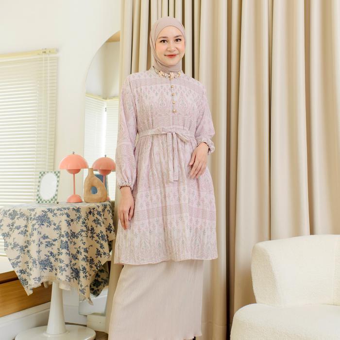 Elsa Long Tunic Pleated Long Tunic Atasan Plisket Wanita Premium Tunic Korean Look Lebaran Idul