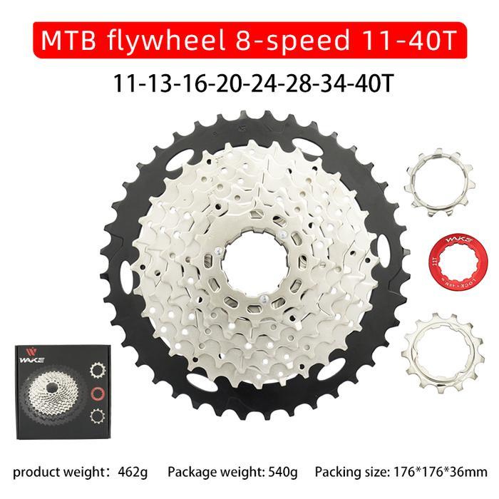 Wake Sprocket 8 Speed 11 - 40T Silver Gear Cassette Sepeda MTB *