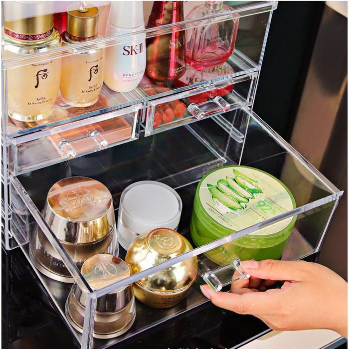 Premium Rak Kosmetik Acrylic / Rak Penyimpanan Kosmetik / Rak Organizer Acrylic Besar / Rak Acrylic