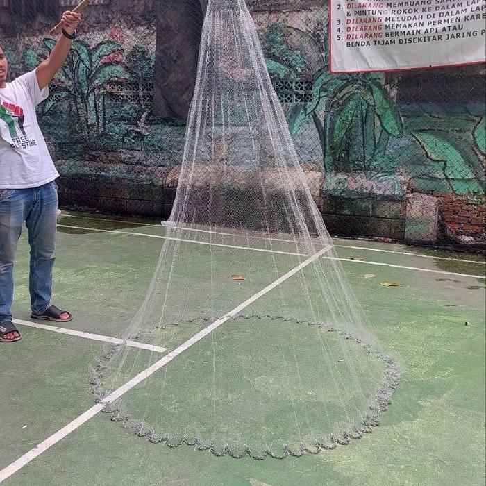 Jala Udang Jala Ikan Jala Lempar 2 Meter Bahan Senar Lubang Jari Kelingking Senar 028 Pemberat Timah