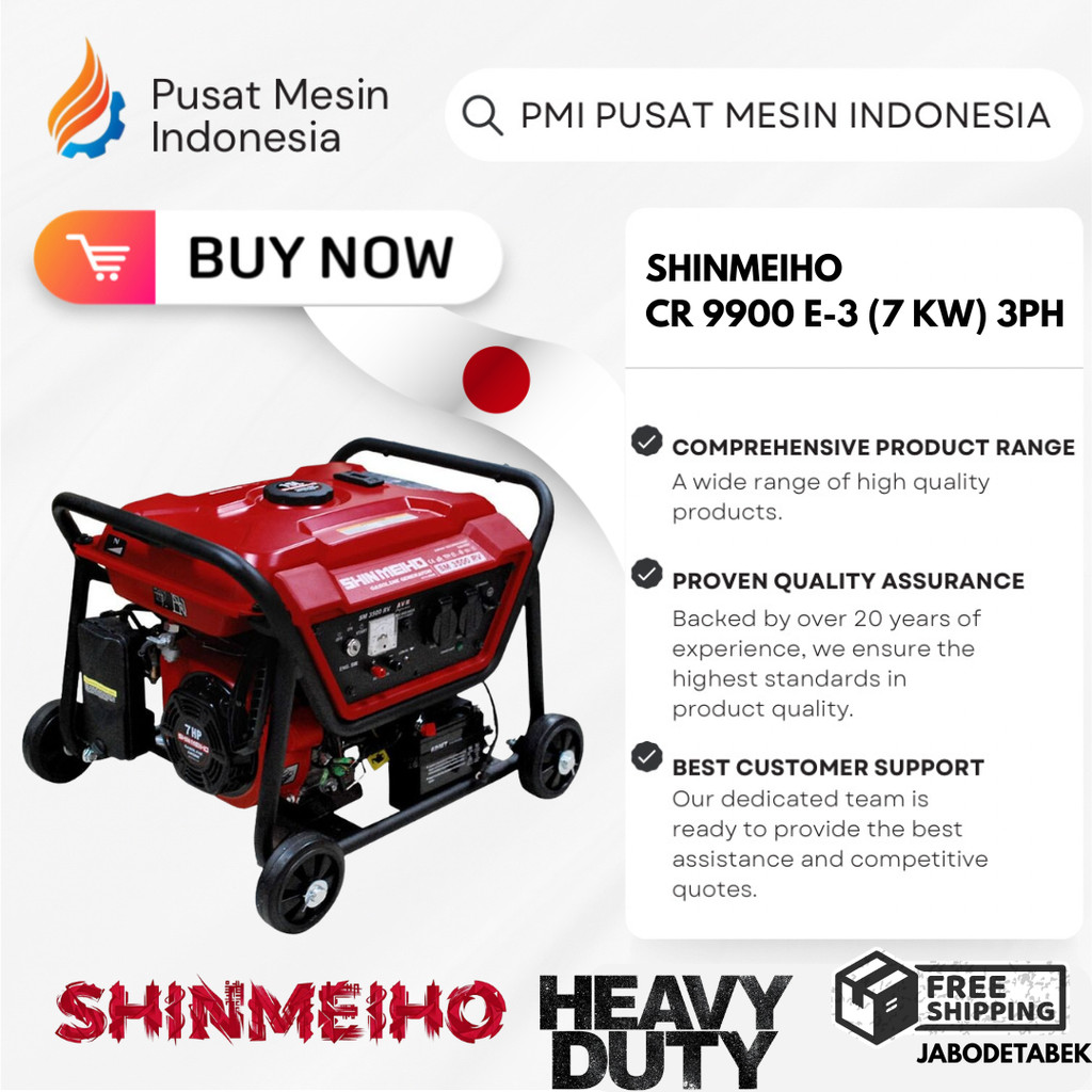 SHINMEIHO CR 9900 E-3 (7 KW) 3PH / GENSET BENSIN 7000 WATT / GASOLINE GENERATOR CR 9900 E-3 / 3 PHAS