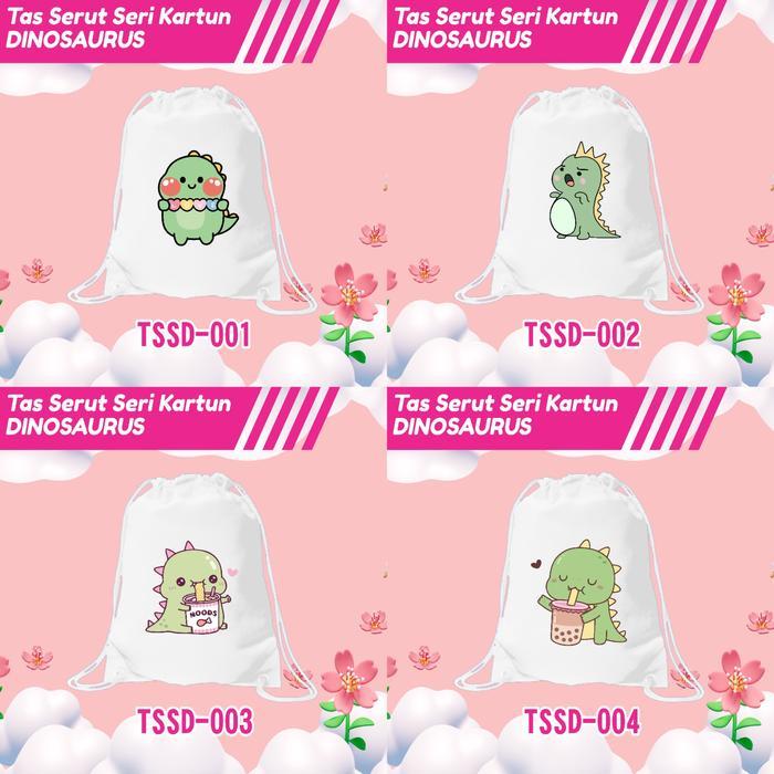 HOT PROMO Tas Serut Kartun Seri Dino/Strigbag Terbaru Dino/Tas Serut Lucu/Tas Dinosaurus