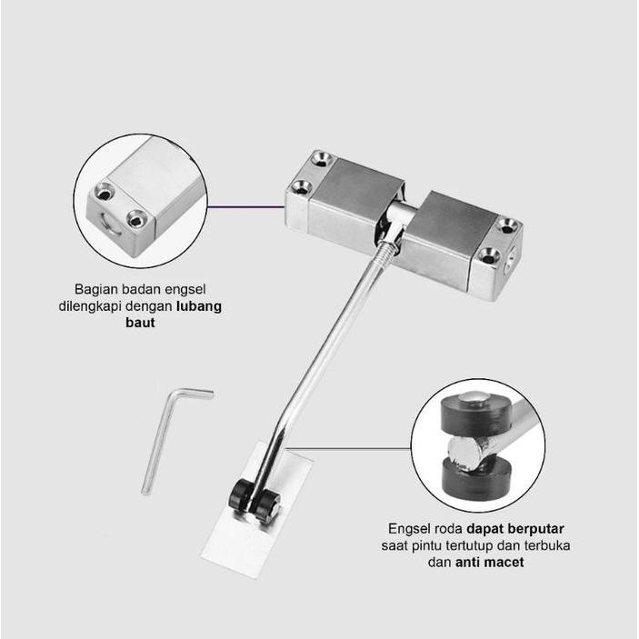 TK-46 Door Closer Penutup Pintu Otomatis Bahan Silver Aluminium Engsel Pintu Spring Door Closer