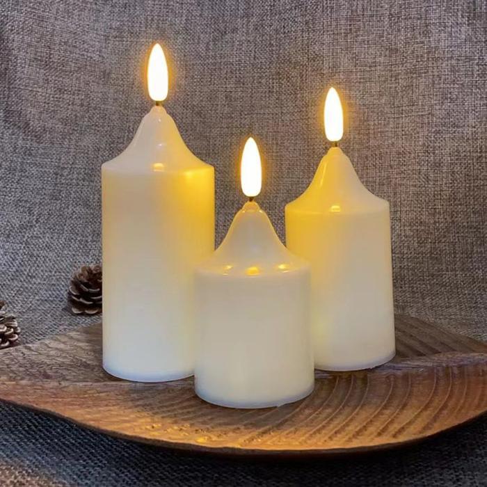 Lilin Lampu LED Smokeless Warm White Besar Lilin Led Elektrik Dekorasi Pesta Sumbu Lilin