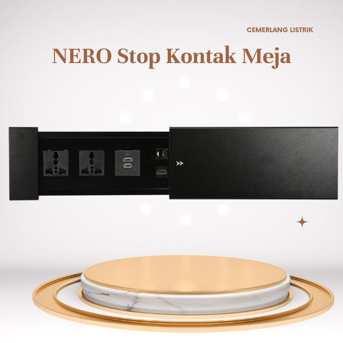 Nero Stopkontak Meja / Table Top Power Socket Table Outlet & Usb Charger - BLACK