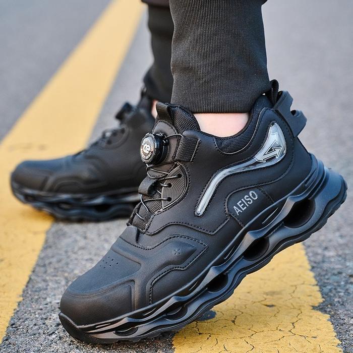 Safety Shoes Aeiso Sport Ujung Besi Casual Hitam Pria Dan Wanita Anti Smashing Stab Black