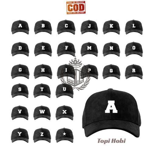 TOPI ALPHABET / TOPI BASEBALL BORDIR HURUF A-Z UNISEX REMAJA DEWASA topi inisial huruf