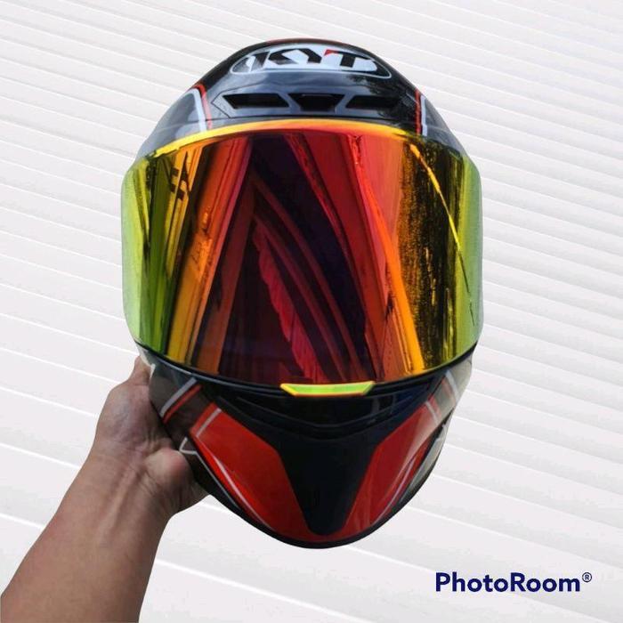 Visor Kaca Helm KYT TT COURSE Flat Iridium RED BLUE / Kaca Visor Helm Kyt Full Face /Kaca Helm Kyt