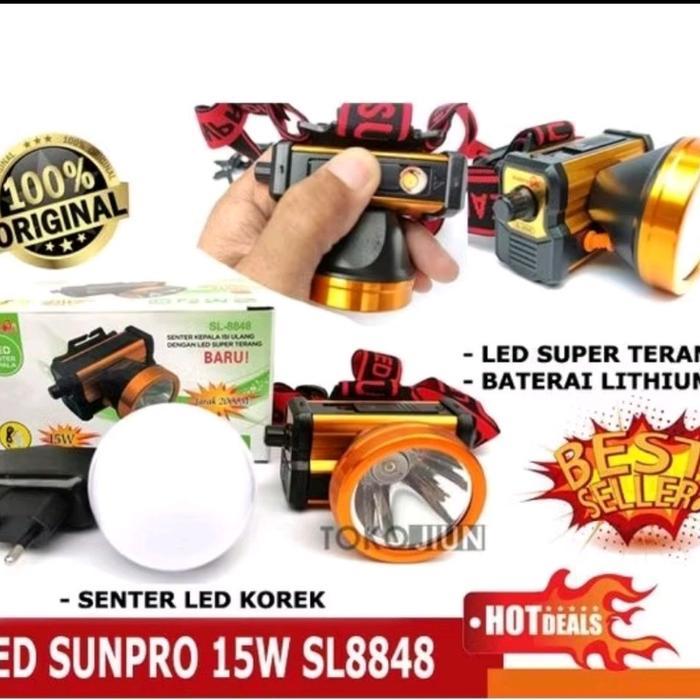 Senter Kepala Led Sunpro 15W - Sl 8848 A (Korekapi) (Putih / Kuning) #Gratisongkir