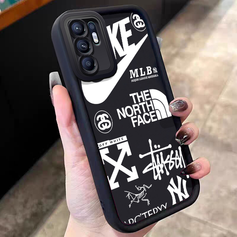 Casing Hp untuk OPPO Reno 6 4G Reno 6 5G Case Hitam Putih Streetwear Kasing silikon Cesing Softcase 
