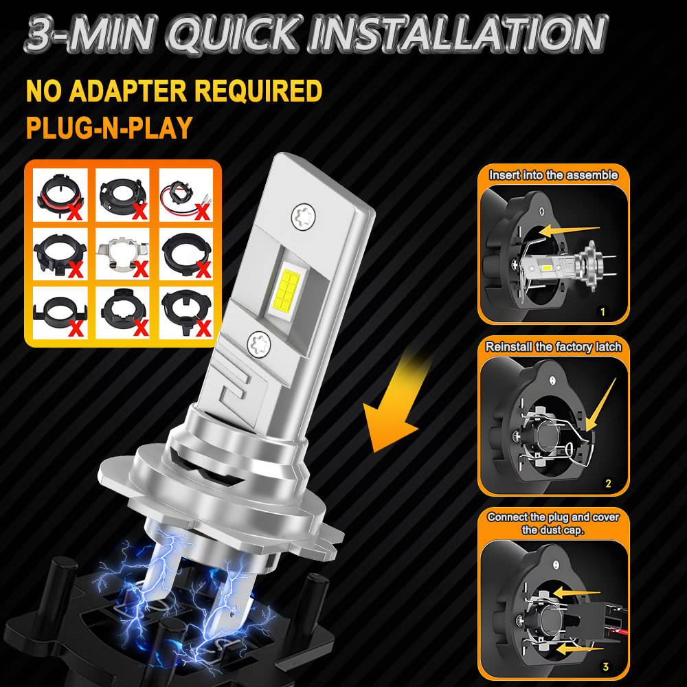 2Pcs Turbo H7 Led High Low Beam Headlamp Canbus Error Free Car Headlight H7 Led Csp Chip Automobile