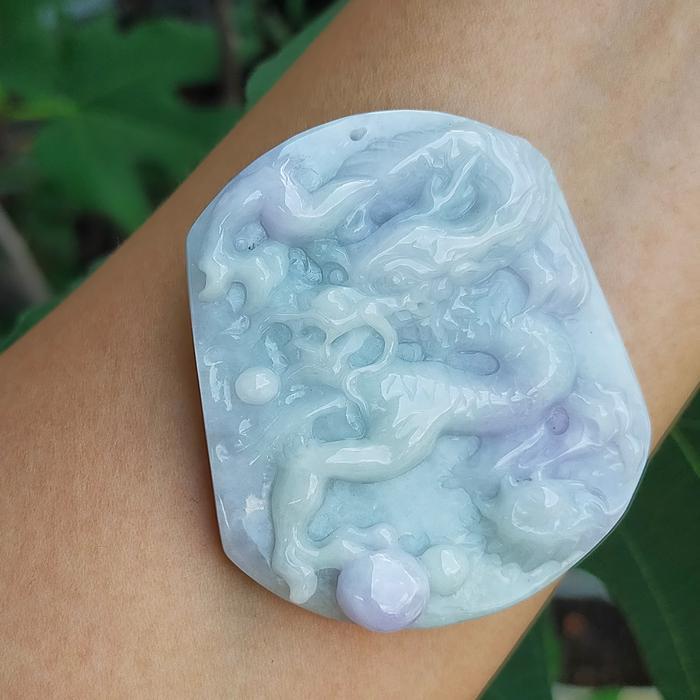 TERLARIS Kalung Giok LAVENDER asli Jadeite jade + sertifikat Murah