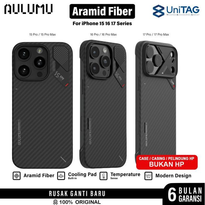 AULUMU Aramid Fiber Ultra Slim Case for iPhone 15 16 17 Pro Max Magsafe Cooling Pad