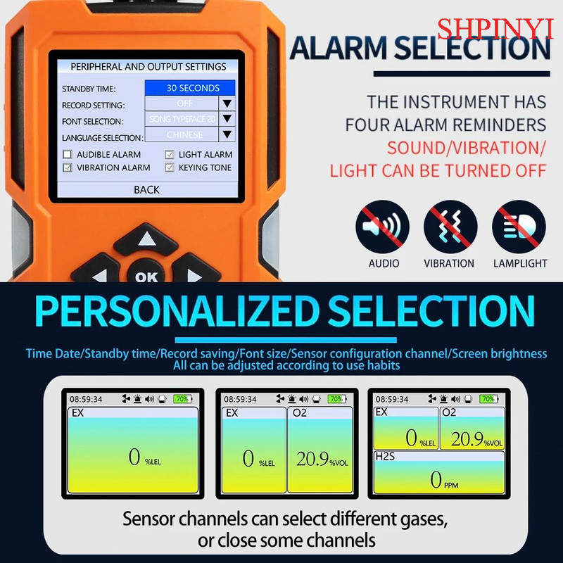 AIKESI X-4BX PORTABLE 4 IN 1 MULTI GAS DETECTOR ACCURATE SENSOR FOR CO2 CO O2 CH4 GASES COMBUSTIBLE