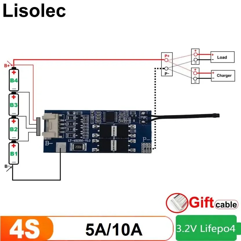 Lifepo4 4S BMS 5A 10A with Balance NTC Protection Plates Charge Protective Circuit 12V 18650 32650