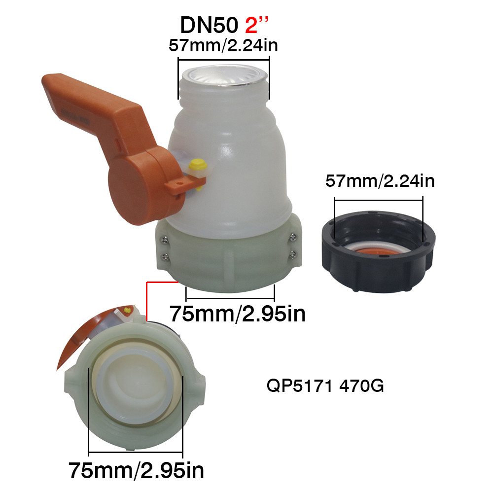 1000L Ton Barrel Valve Fitting 75mm S60 To S60x6mm IBC Tank Adapter 2inch Thread Valve Coupling For