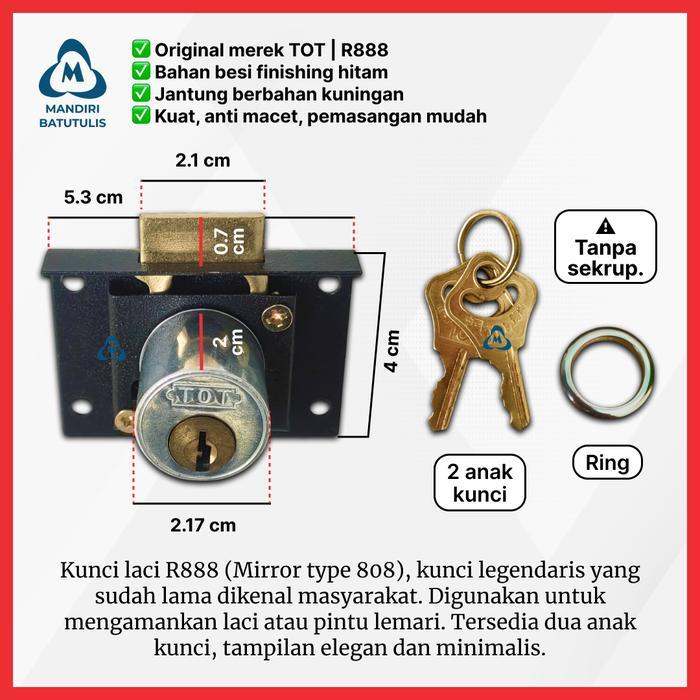 "New" Kunci Laci 088 - Konci Lemari Laci Meja Kayu 808 888 Drawer Lock Besar