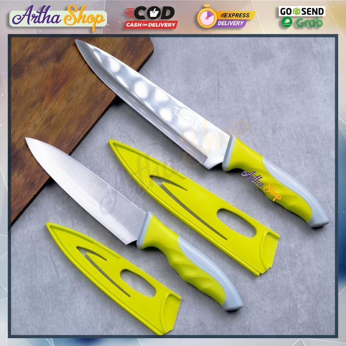 Pisau Dapur Cap Ikan Stainless Steel Chef Knife Pisau Daging Sayur Buah Pisau Double Gold Fish