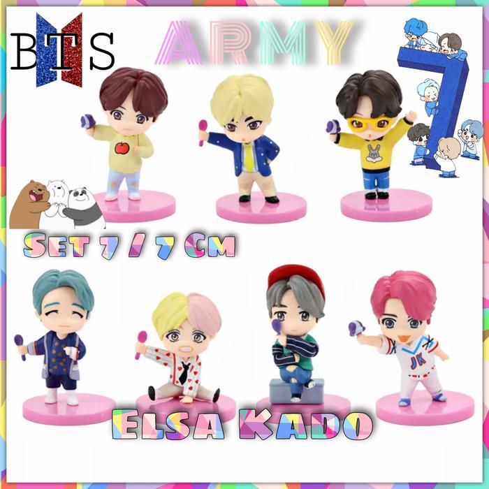 Bts Set Figure Rainbow Ver Bangtan Boys Kpop Miniatur Pajangan Mobil