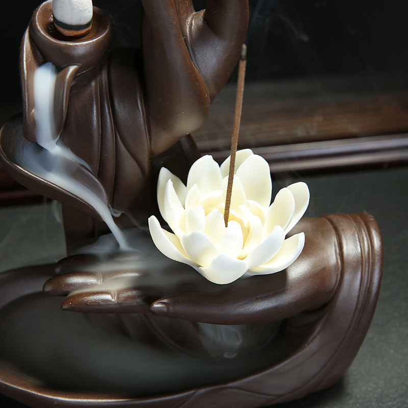 Handmade Purple Clay Burner Backflow Incense Burner Incense Stick Holder Zen Lotus Ceramic Incense