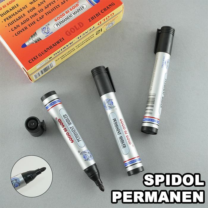 Spidol Permanen Tinta Waterproof 12 Pcs Warna Lengkap PE-0103 Spidol Permanen Hitam spidol snowman