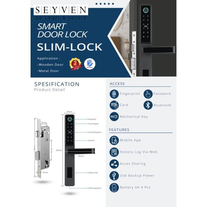SEYVEN Smart Door Lock Kunci Pintu Digital Slim Door Lock Aluminium Door Lock Smart Door Digital