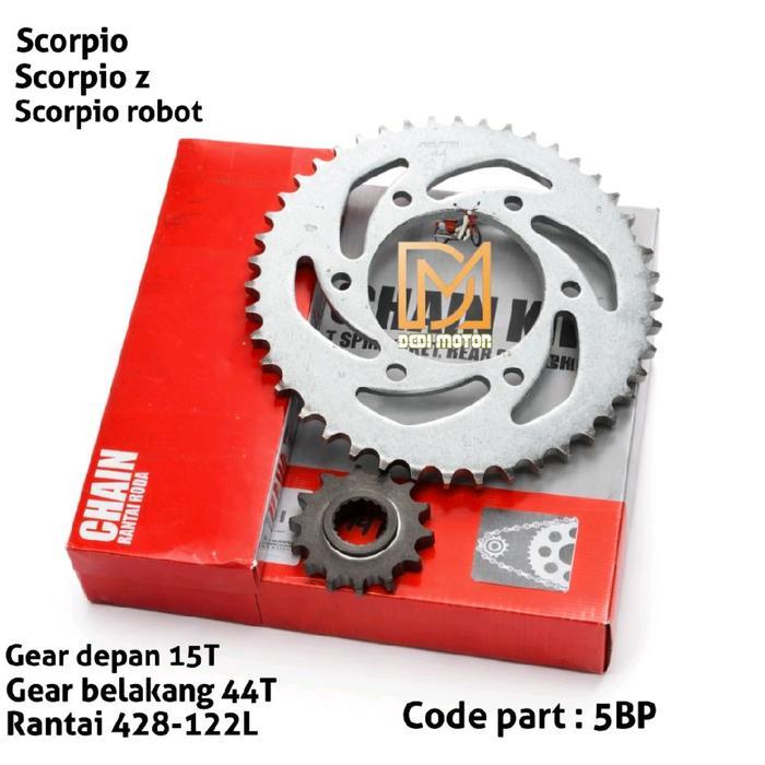 GEAR SET SCORPIO,SCORPIO Z,SCORPIO ROBOT, KUALITAS OEM JEPANG GEAR DEPAN,GEAR BELAKANG,RANTAI