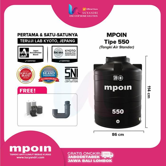Toren Air 600 Liter MPOIN 600 Wave Tangki Air Tandon Air Mpoin Plus - Hitam