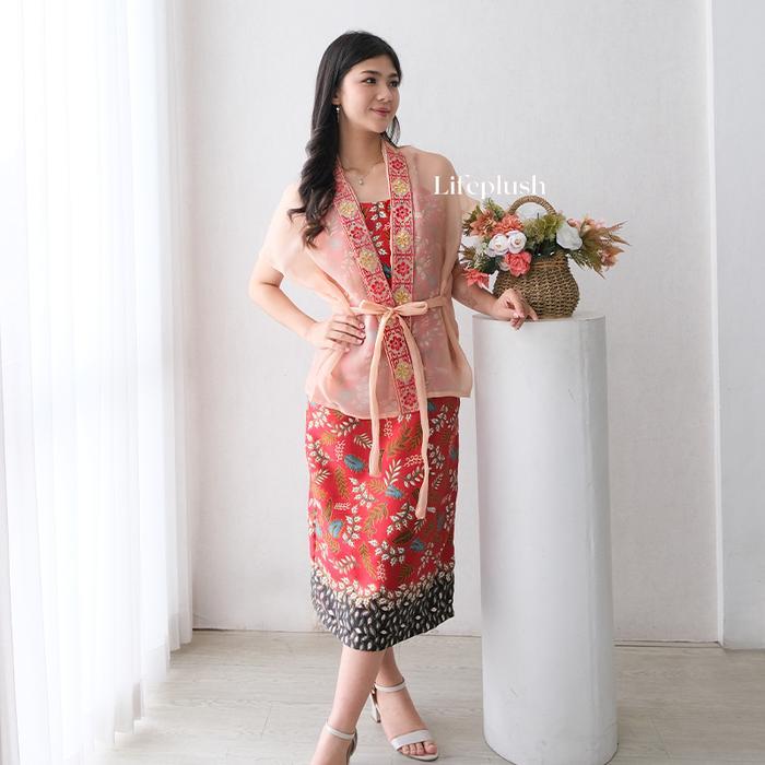 Dress Batik Modern Motif Couple Cantik Organza Bordir Mewah Wanita Pesta Kondangan Cantik- Lifeplush