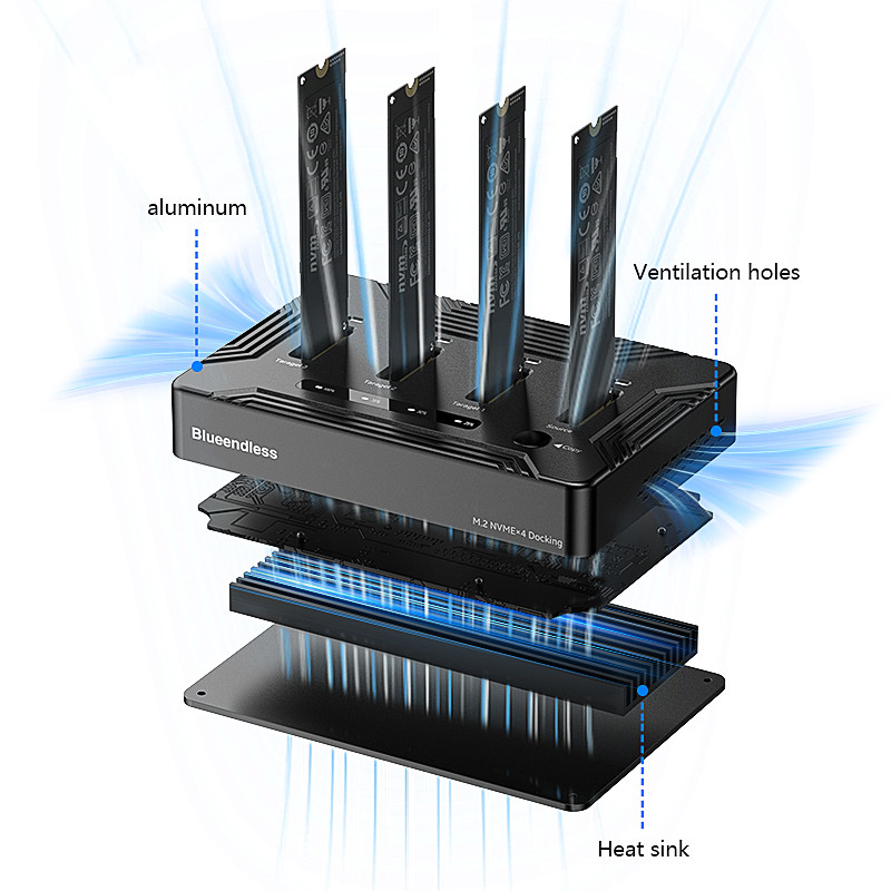 Blueendless 4 bay M.2 NVME SSD Docking Station with offline clone USB4 40Gbps M2 Nvme PCIE SSD