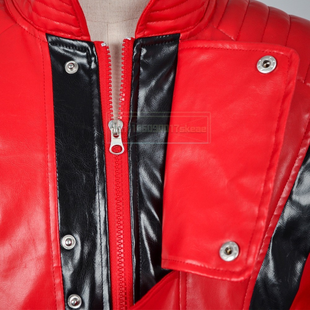 Mj Michael Jackson Red Leather Jacket Cosplay Costume For Women Man Adults Christmas Party Halloween