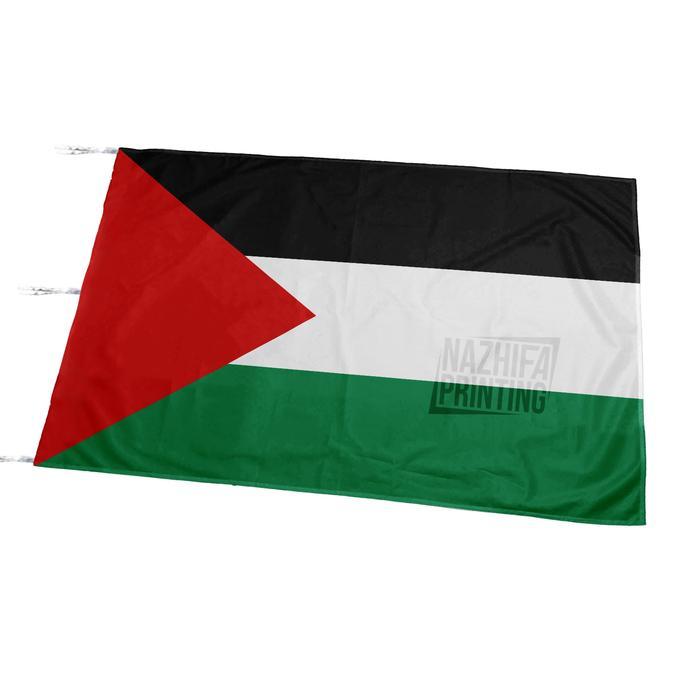 Bendera Palestina / Palestine 90x120 cm, Kain Satin Peles, Ukuran Kecil-Besar