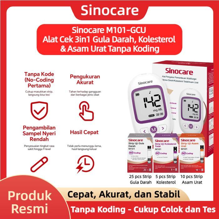Omron - [TANPA KODING] M101 GCU Alat Cek 3in1 Cek Gula Darah, Kolesterol & Asam Urat No ing Tes 3 1