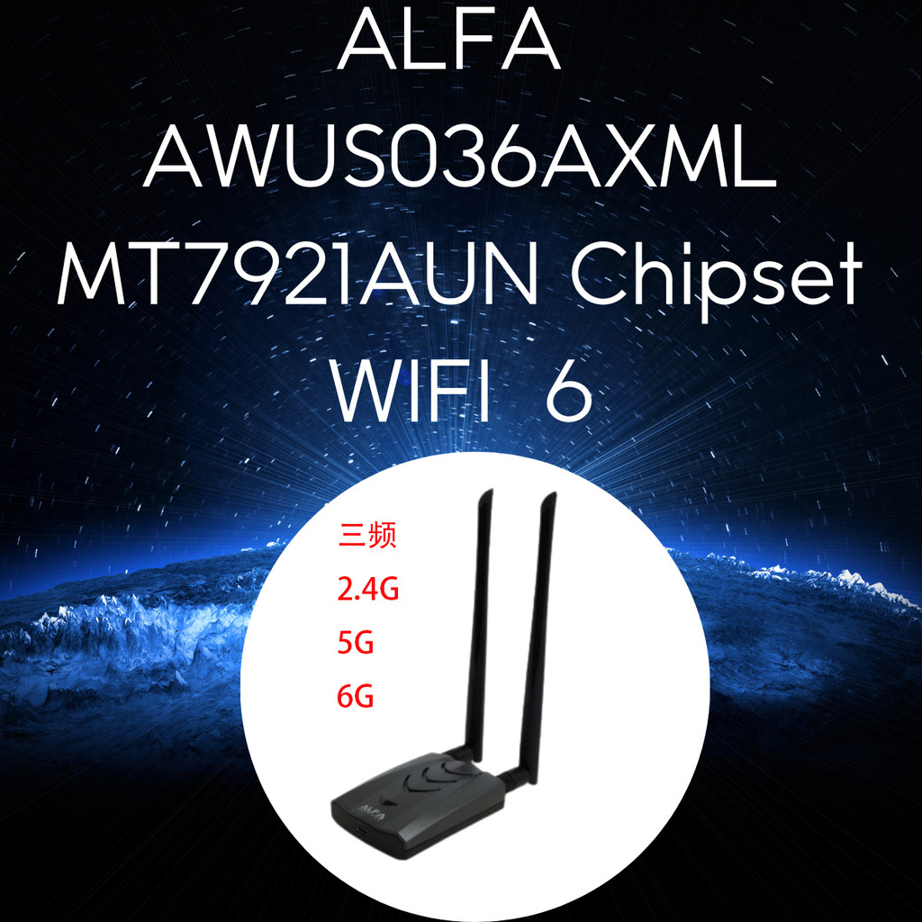 Made in Taiwan, ALFA AWUS036AXML MT7921AUN WIFI 6E tri-band wireless card WiFi adapter supports