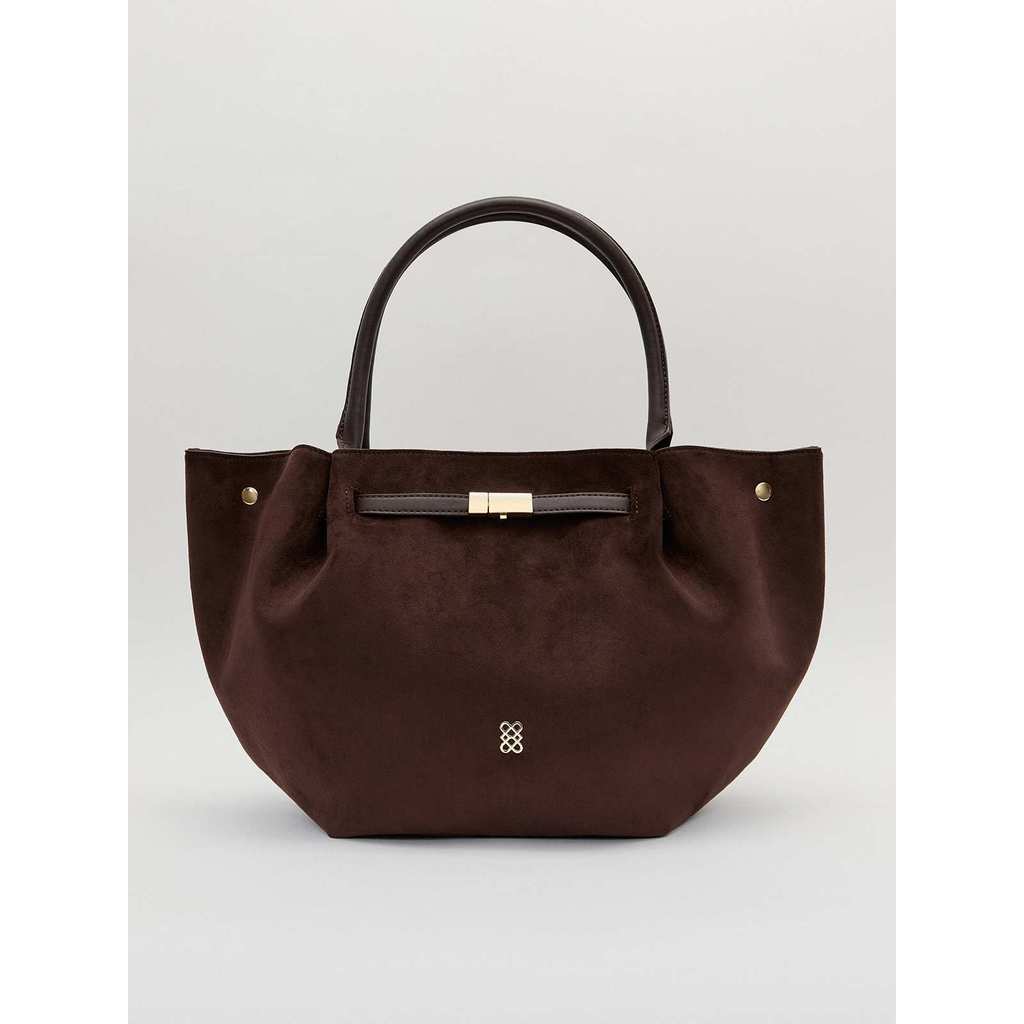 Pomelo - Tas Wanita - Suede Trapezoid Tote Bag - Brown