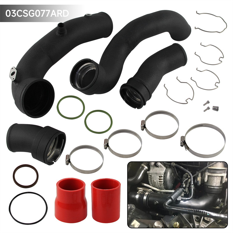 ALUMINUM CHARGE PIPE + BOOST PIPE HOSE KIT FOR BMW F07 F10 535I 640I 740I N55 SINGLE TURBO 3.0L
