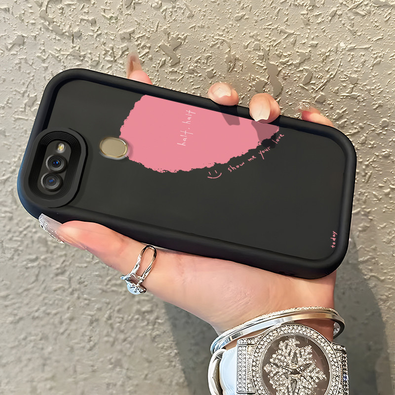 Casing Hp OPPO A7 OPPO A5s OPPO A12 OPPO A12S A11k Case Setengah hati pink Kasing silikon Cesing Rea