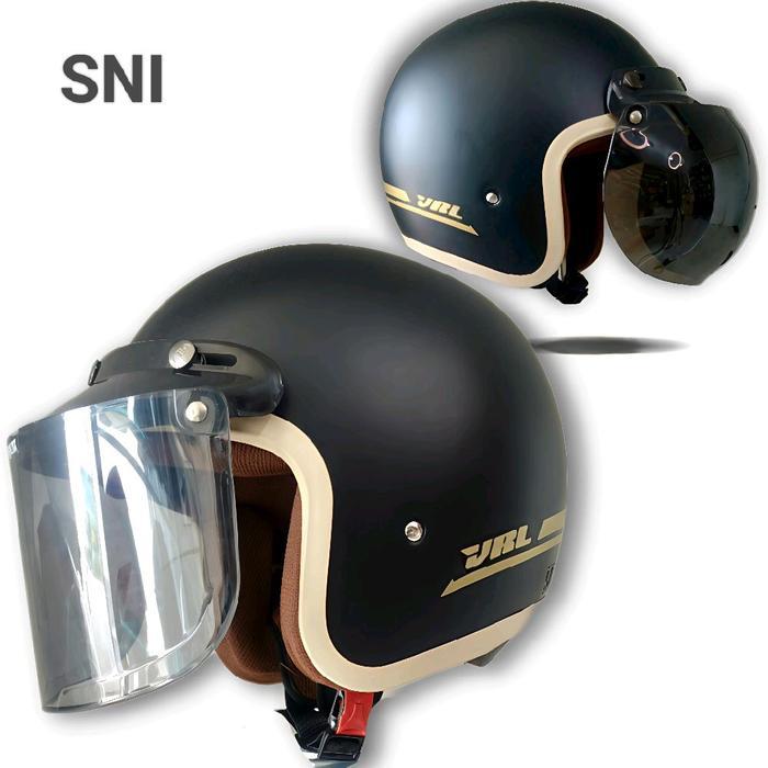 "New" Helm Bogo Klasik Dewasa Vitano List Krem Motorcycle