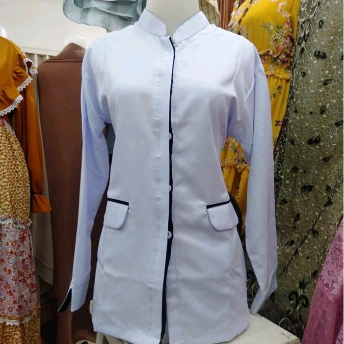 baju hitam putih asn saku bawah/baju asn saku bawah/baju asn wanita putih/baju pns wanita lengan