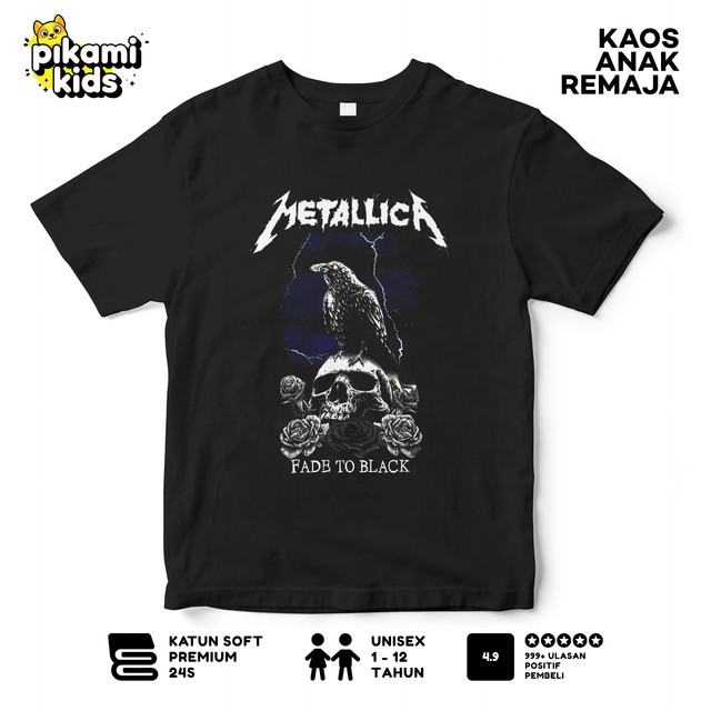 PIKAMI Kaos Distro Anak Band Metallica Rekomendasi Toko - Baju Anak Band Hitam