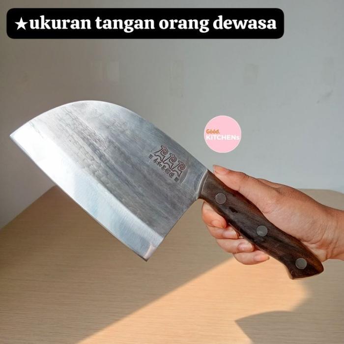 G053 PISAU DAPUR PISAU GOLOK DUAN DA GOLOK DAGING GOLOK TULANG SUPER TAJAM TEBAL 5MM (GAGANG KAYU