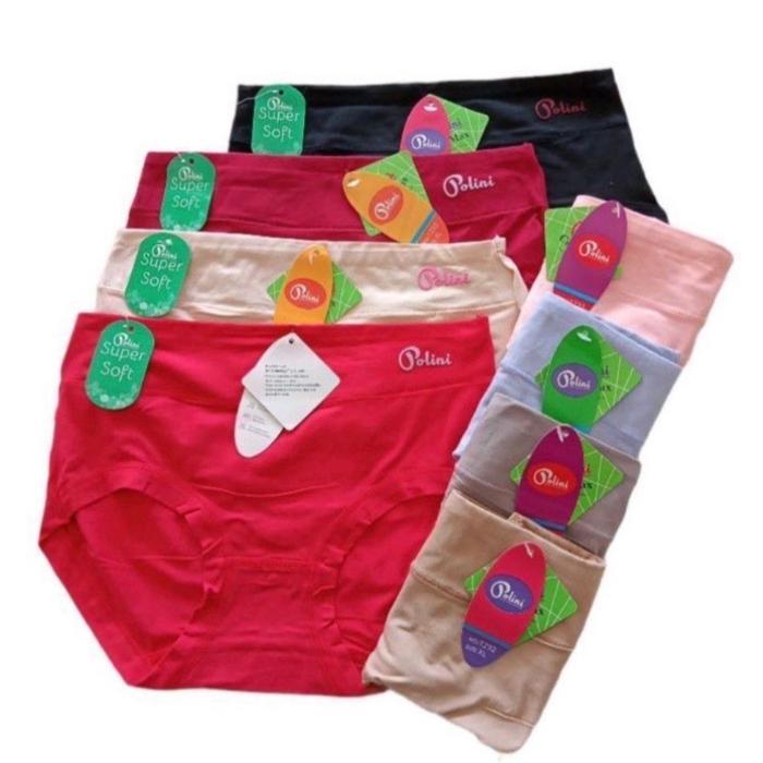 (6Pcs) Cd Perempuan Celana Dalam Wanita Cewek Polini 1241 1232 Coolmax Termurah Lembut Dewasa Pasti