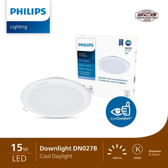 Terbaru Lampu Plafon Philips 15 Watt 15W Led Downlight Dn027B 6 Inch - Cahaya Putih ( Cool Daylight