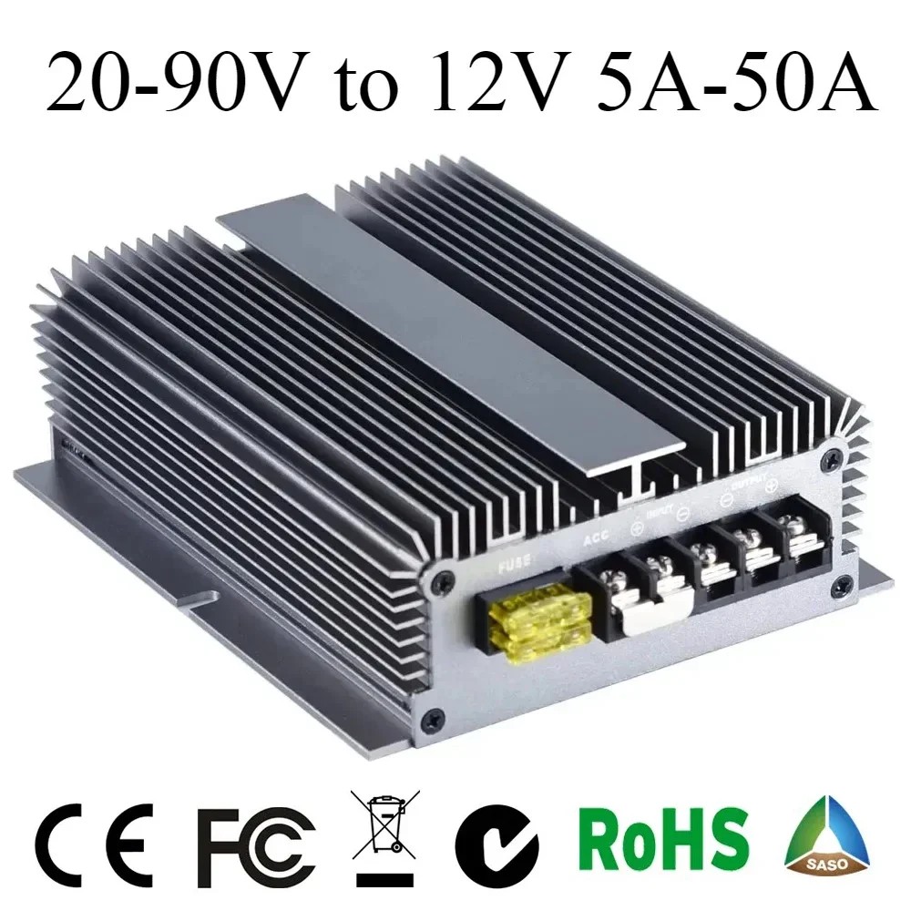24V 36V 48V 72V to 12V DC DC Step Down Converter Golf Cart Voltage Reducer 20-90V to 12V 5A-50A
