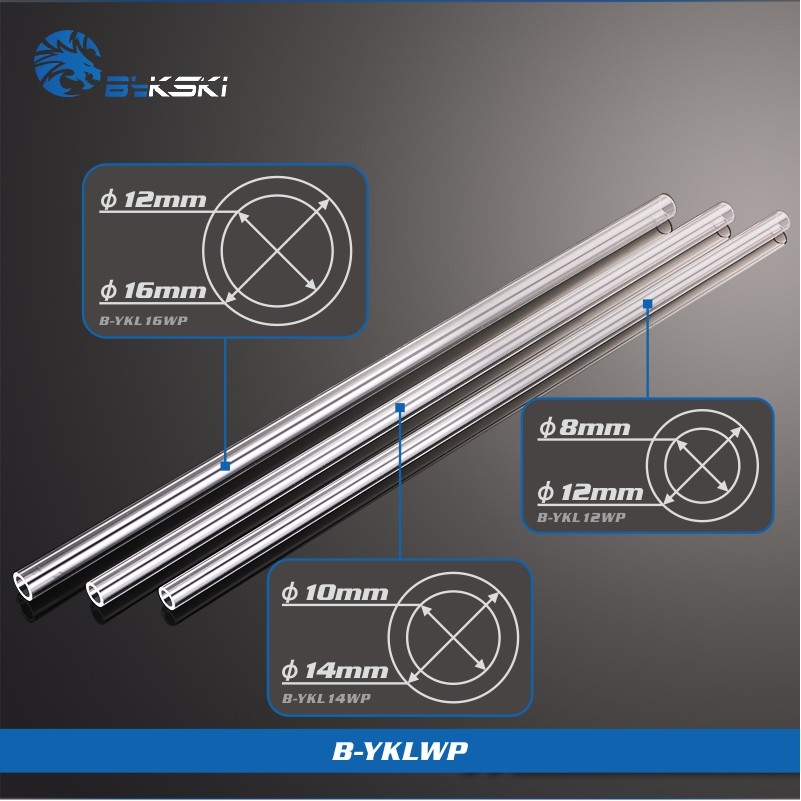 BYKSKI PMMA / PETG Hard Tube ( OD12mm / OD14mm / OD16mm ) + 2mm Thickness + 50cm Length Transparent