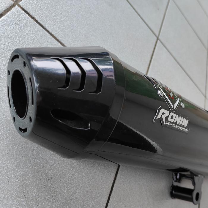 Knalpot 3 Suara Ronin Hanzo 3tech Full System Sporty - Full Black, Manual Shifter, Matic 110-160cc (