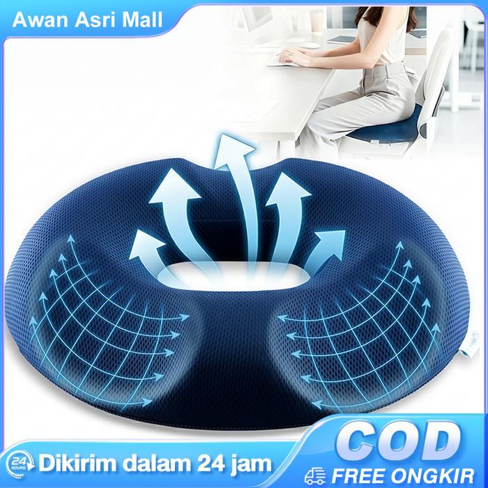 Bantal kursi busa memori bentuk donat, bantal kursi beludru kristal untuk mencegah wasir, artefak