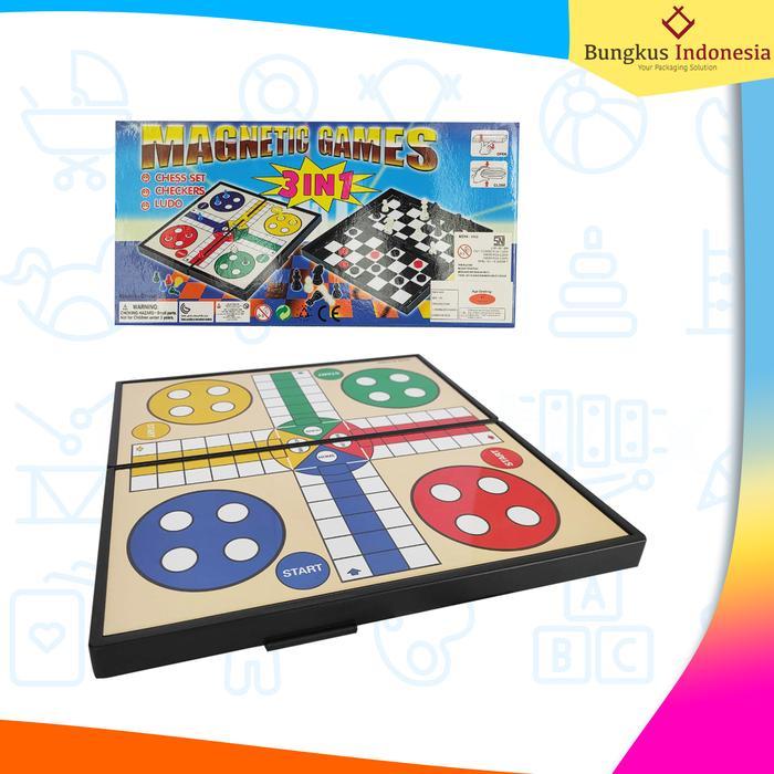 NEW 3in1 Board Game Magnet NEW / Chess / Checkers / Ludo / Catur
